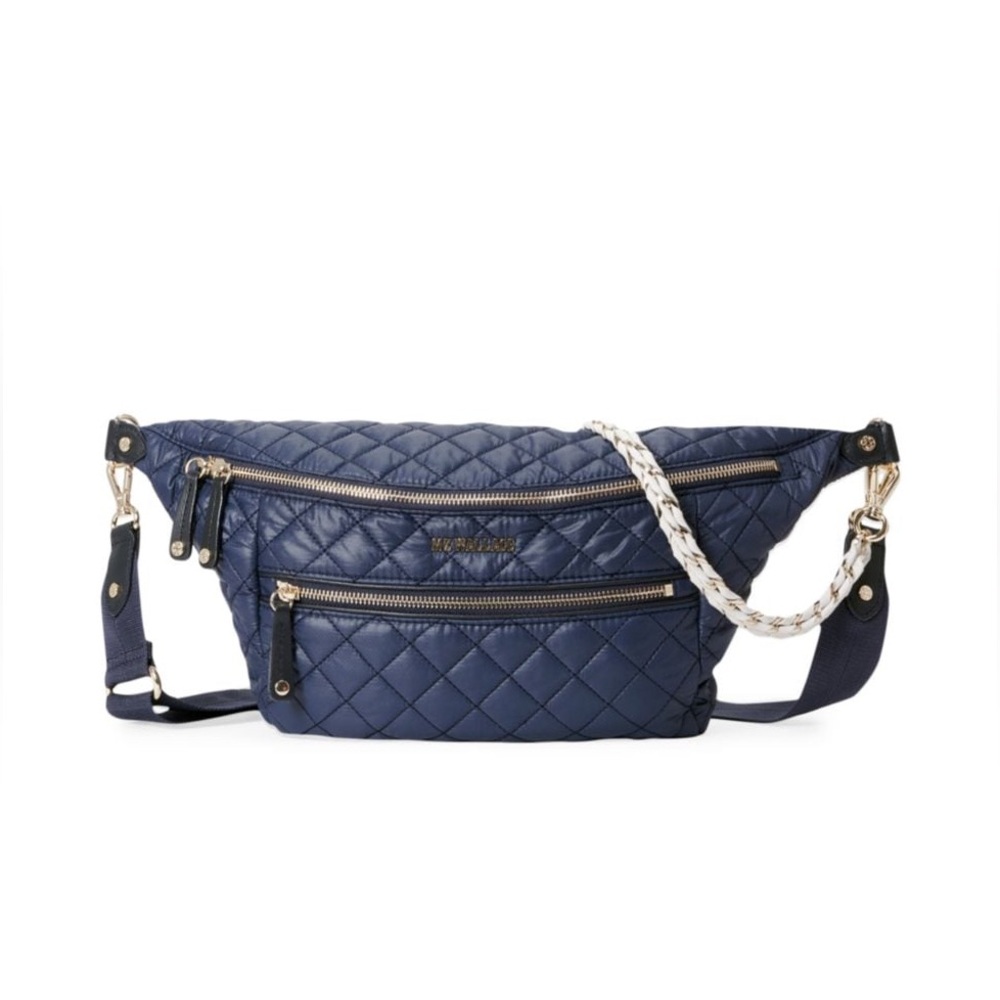 MZ Wallace Navy Quilted Crossbody Bag
